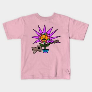 guitar playing flower lover Kids T-Shirt